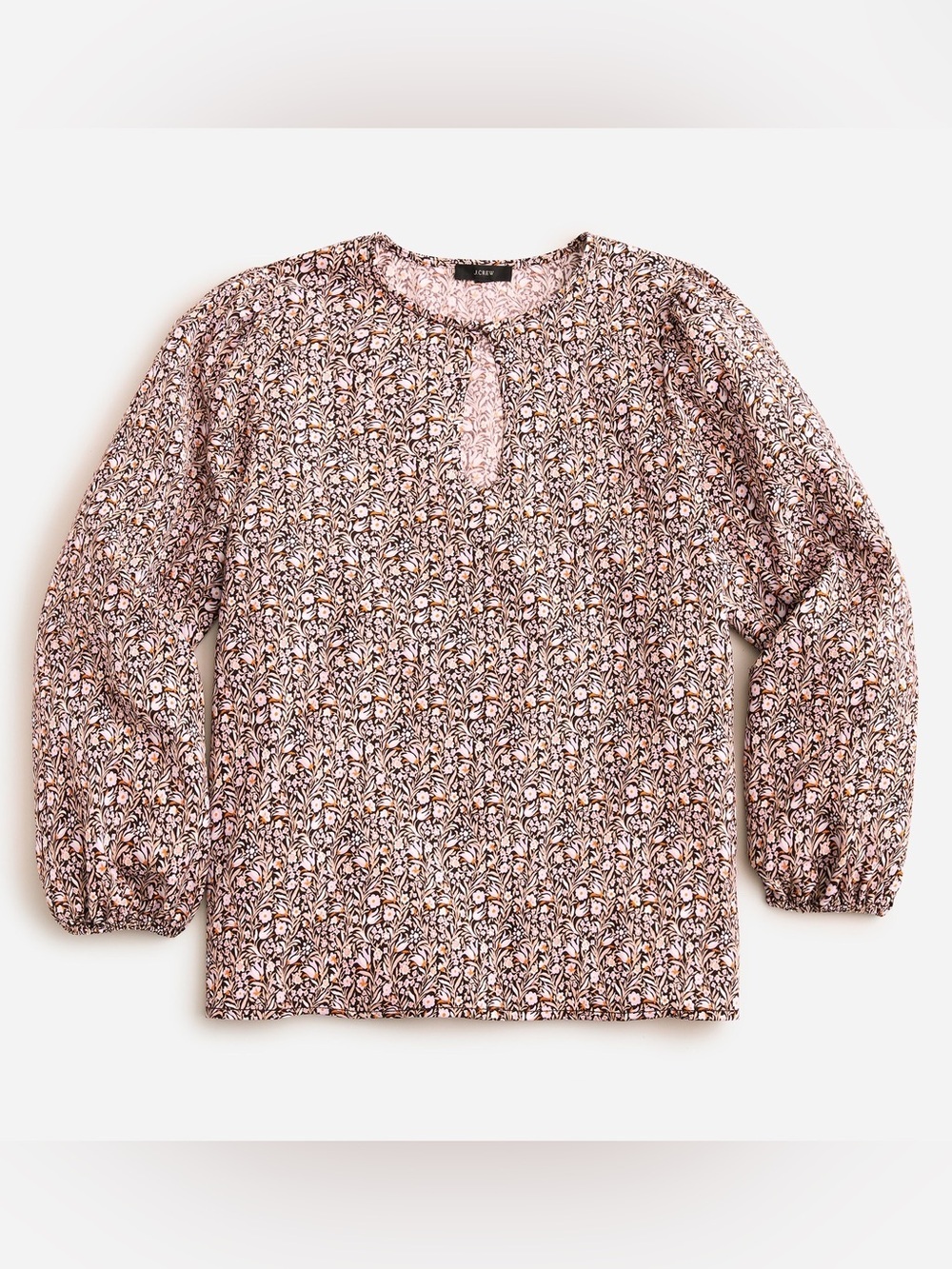 J. Crew Puff Sleeve Satin Crepe Top Floral Flourish